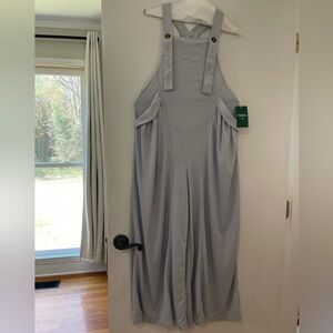 HALARA Light Blue Pinafore-Style Wide-Leg Jumpsuit